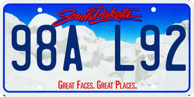 SD license plate 98AL92