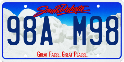 SD license plate 98AM98