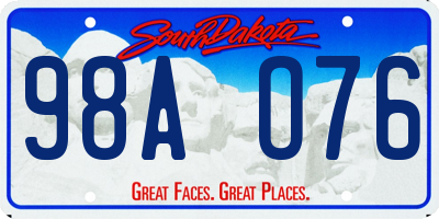 SD license plate 98AO76