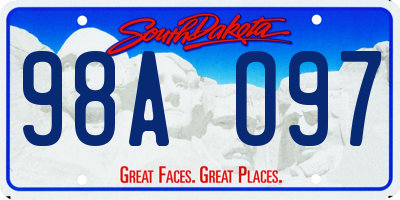 SD license plate 98AO97
