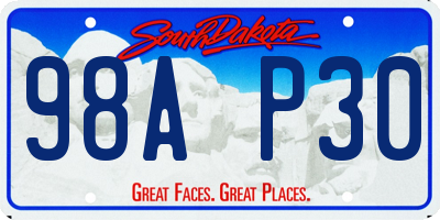SD license plate 98AP30