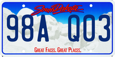 SD license plate 98AQ03
