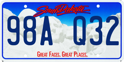 SD license plate 98AQ32