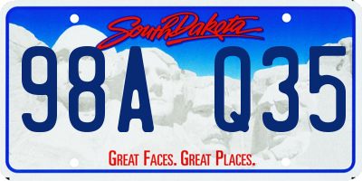 SD license plate 98AQ35