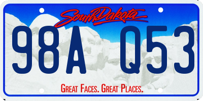 SD license plate 98AQ53