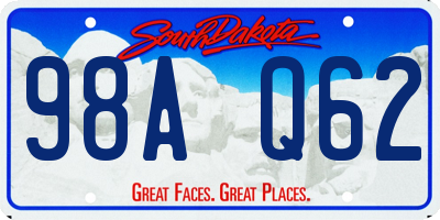 SD license plate 98AQ62