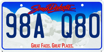 SD license plate 98AQ80