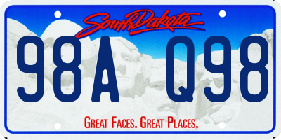 SD license plate 98AQ98