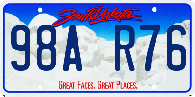 SD license plate 98AR76
