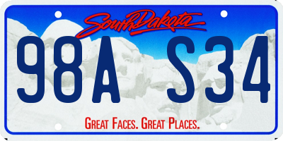 SD license plate 98AS34