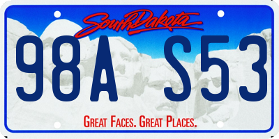 SD license plate 98AS53