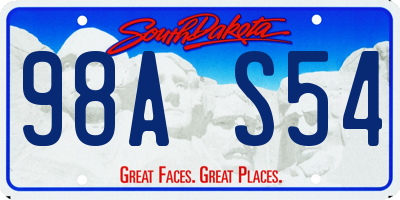 SD license plate 98AS54