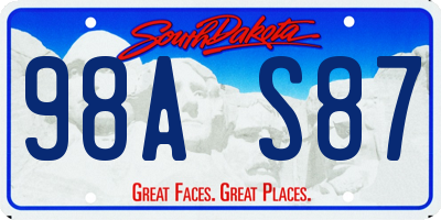 SD license plate 98AS87