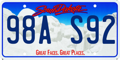 SD license plate 98AS92