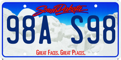 SD license plate 98AS98