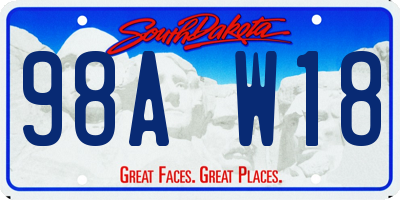 SD license plate 98AW18