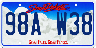 SD license plate 98AW38