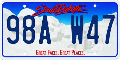 SD license plate 98AW47