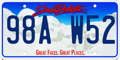 SD license plate 98AW52