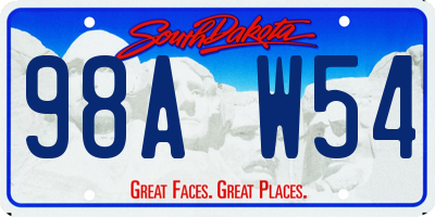 SD license plate 98AW54