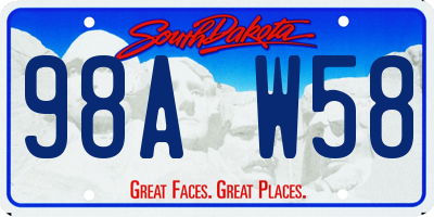 SD license plate 98AW58