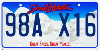 SD license plate 98AX16