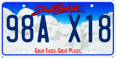SD license plate 98AX18