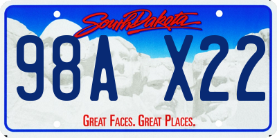 SD license plate 98AX22