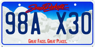 SD license plate 98AX30
