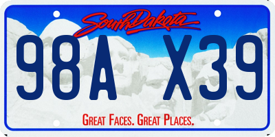 SD license plate 98AX39