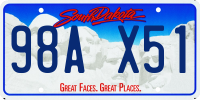 SD license plate 98AX51