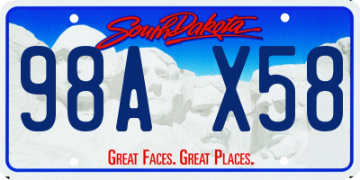 SD license plate 98AX58