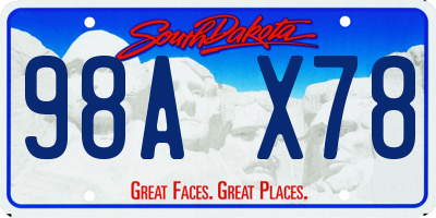 SD license plate 98AX78