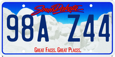 SD license plate 98AZ44