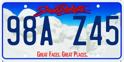 SD license plate 98AZ45