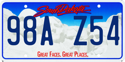 SD license plate 98AZ54