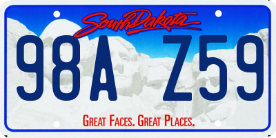 SD license plate 98AZ59