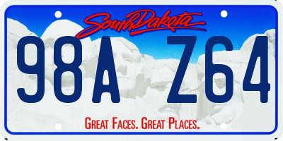 SD license plate 98AZ64