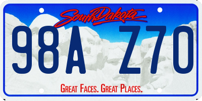 SD license plate 98AZ70