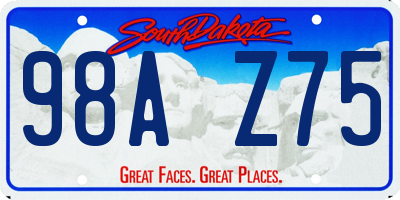 SD license plate 98AZ75