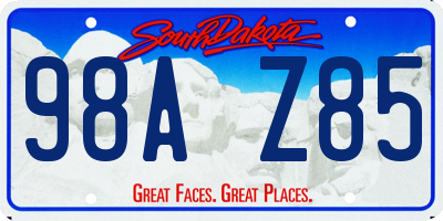 SD license plate 98AZ85