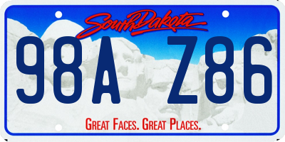 SD license plate 98AZ86