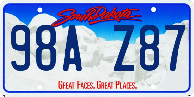 SD license plate 98AZ87