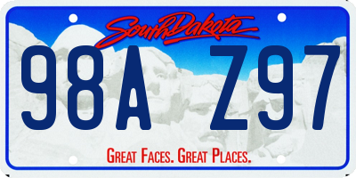 SD license plate 98AZ97