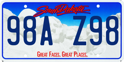 SD license plate 98AZ98