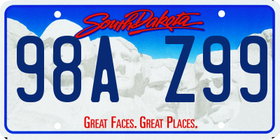 SD license plate 98AZ99