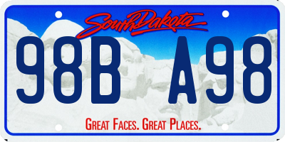 SD license plate 98BA98