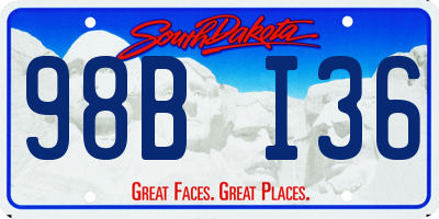 SD license plate 98BI36