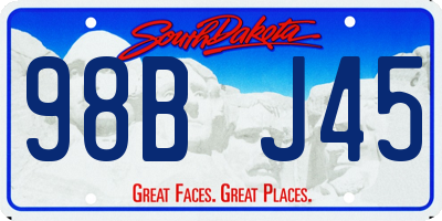 SD license plate 98BJ45