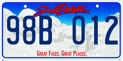 SD license plate 98BO12